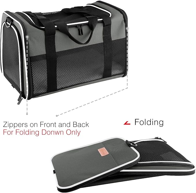 Cat Carrier - Portable Foldable Dog Pet Carrier, Soft-Sided Pet Bag up to 15 Lbs, Airline Approved Travel Puppy Carrier