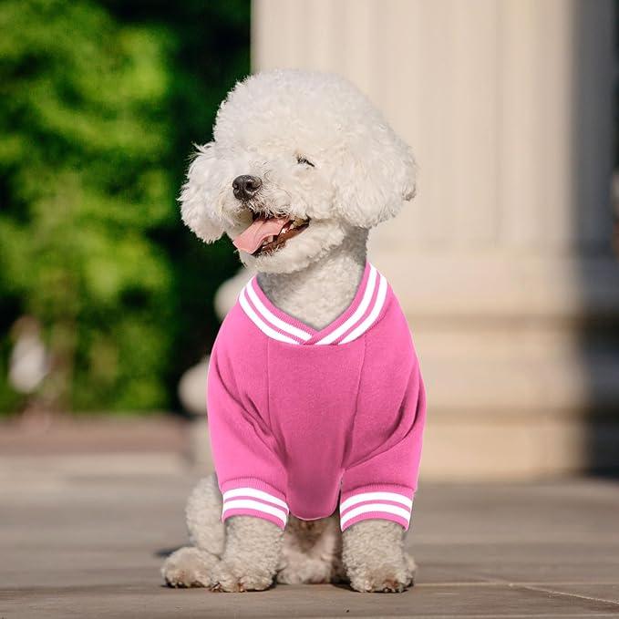 Dog Sweaters for Medium Dogs, Brushed Fleece Dog Sweater Baseball Jacket Soft Warm Pet Sweater Clothes Medium Sized Boy Girl Pet(Pink-M)