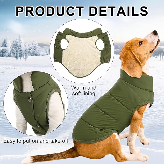 Syhood 2 Pieces Dog Jacket 2 Layers Fleece Lined Dog Jacket Warm Soft Windproof Small Pet Coat for Cold Winter Weather (L,Red,Green)