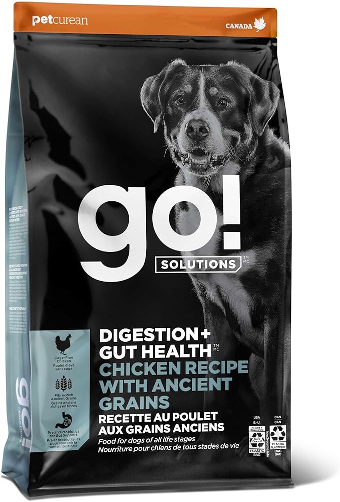 Go! Solutions Digestion + Gut Health, Dry Dog Food, Chicken Recipe with Ancient Grains, 12 lb Bag
