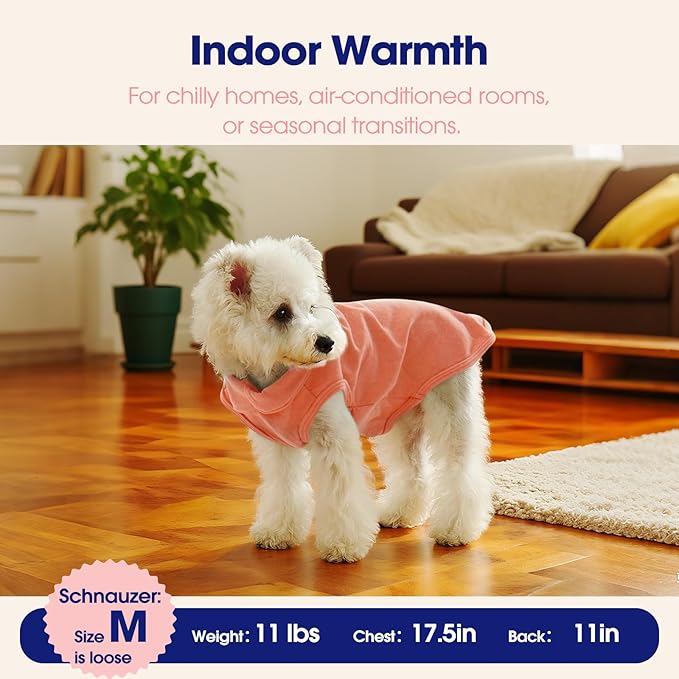 FUAMEY Dog Fleece Vest for Small Dogs,Warm Stretchy Dog Sweatshirts Pullover with Leash Hole Dogs Sweater Soft Pet Turtleneck Cozy Pet Vest Lightweight Sleeveless Orange S