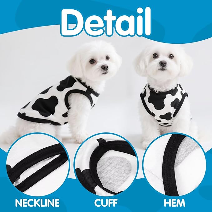 Adorable Cow Print Dog Shirts – Lightweight, Cozy Outfit for Small to Medium Dogs, Soft & Snuggly Pet Wear for Everyday Comfort and Cuteness.Back & XXL