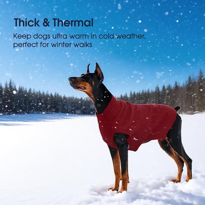 IECOii Big Dog Sweater - Extra Large Dog Sweater for Cold Weather, DarkRed, 4XL for Doberman & Great Dane, DarkRed - XXXXL