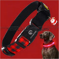 DOGWONG LED Dog Collar - Christmas Red Plaid Heavy Duty Light up Dog Collars - Rechargeable Waterproof - Lighted Dog Collars for Night Walking, Hiking, Camping(Red Plaid,L)