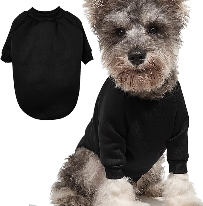 Puppy Sweater for Small Dogs Clothes Warm Winter Cat Clothe Pet Sweatshirt Knitwear Doggie Kitten Clothing, Black, Medium