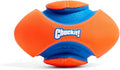 Chuckit! Fumble Fetch Dog Football - Outdoor and Indoor Interactive Dog Toy with Grooved Design for Easy Pickup - Made from Durable Rubber - Floats in Water - Small - Orange and Blue