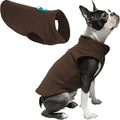 Gooby Fleece Vest Dog Sweater - Brown/Turquoise, X-Small - Warm Pullover Fleece Dog Jacket with O-Ring Leash for Small to Medium Dogs