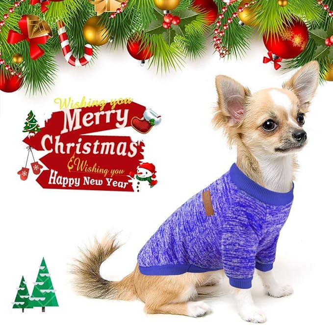 Idepet Pet Dog Classic Knitwear Sweater,Soft Fleece Coat for Small,Medium,Large Dog,Warm Pet Dog Cat Clothes,Soft Puppy Customes (XL, DarkBlue)