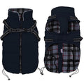 Geyecete Winter Warm Coat Waterproof Dog Jacket with Harness Traction Belt, Pet Outdoor Jacket - Navy - XXL