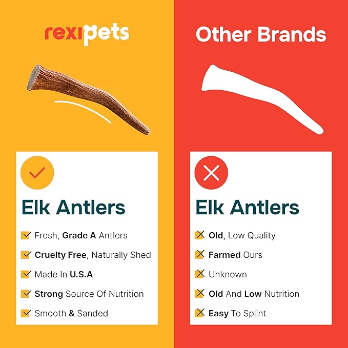 100% Natural - Split Elk Antlers for Dogs ( 3 pack ) - Naturally Shed in USA - Dog Antler Chews Medium Breeds - Natural, Long-Lasting Treats for Aggressive Chewers - No Smell & No Mess - Medium