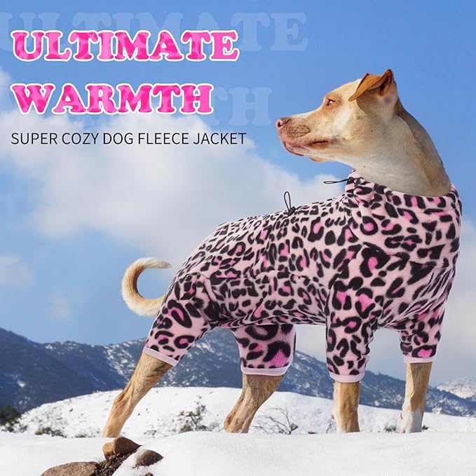 ROZKITCH Dog Warm Pajamas, Pet Windproof Warm Cold Weather Jacket Vest with Luminous Zipper, Jumpsuit Apparel Outfit Clothes for Small Medium Large Dog L-Pink 2XL