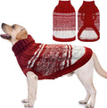 Mihachi Dog Sweaters for Large Dogs Girl Boy,Soft Warm Dogs Shirt, Cold Weather Dog Coat Turtleneck Knitted Pullover Dog Clothes Costume with Leash Hole for Large Cat Puppy Doggy Pet,Red L