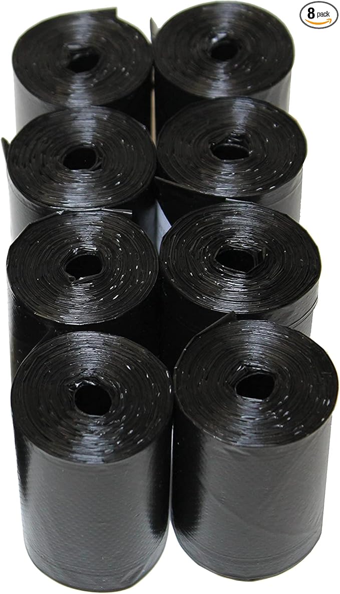 120 Easy Open & Strong Leak-Proof Poop Bags Dog Waste Bags 13.25 x 9" Made in USA .Bags are easier to tie than standard 12 inch bags (Black)