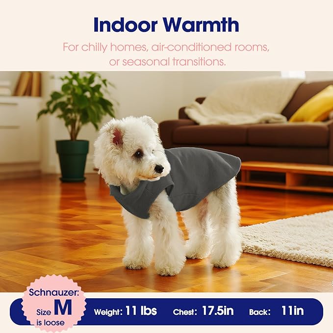 FUAMEY Dog Fleece Vest for Small Dogs,Warm Stretchy Dog Sweatshirts Pullover with Leash Hole Dogs Sweater Soft Pet Turtleneck Cozy Pet Vest Lightweight Sleeveless Grey XS