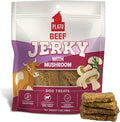 PLATO Pet Treats Jerky Dog Treats - Air-Dried Jerky for Dogs - Delicious, Real Meat Dog Treats - Grain Free - Supports Healthy Digestion - Beef Jerky with Mushroom 7oz