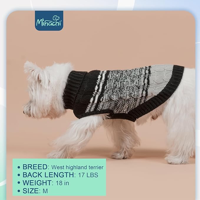 Mihachi Dog Sweaters for Large Dogs - Soft, Warm Dog Shirt, Cold Weather Turtleneck Pullover, Cat and Puppy Coat with Leash Hole, Black Large