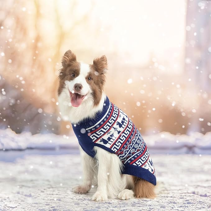 SCENEREAL Turtleneck Dog Sweater for Small Medium Large Dogs Girls Boys, Knit Pet Pullover Puppy Clothes Cold Weather Coats, Holiday Outfits Sweatshirt for Christmas, Navy S