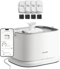 PETLIBRO Upgrade Cat Water Fountain + 4 Packs Genuine Cat Fountain Filter Replacement, Dockstream 2 Smart App Monitoring 5G WiFi Auto Cat Fountain Stainless Steel Tray for Drinking, 3L/101oz