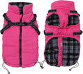 Winter Warm Coat Geyecete Waterproof Dog Winter Jacket with Harness Traction Belt,Pet Outdoor Jacket Dog Autumn and Winter Clothes for Medium, Small Dog-Pink-S