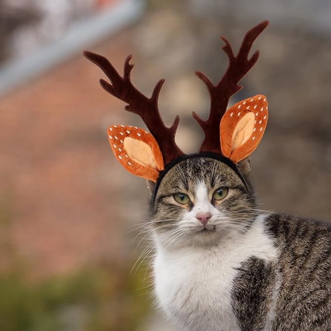 Christmas Halloween Pet Headband for Dog Cat Pet Elastic Band Adjustable,Costume Accessory for Cats and Kittens Comfortable Non-deformable for Holiday Season and Photography - Size L
