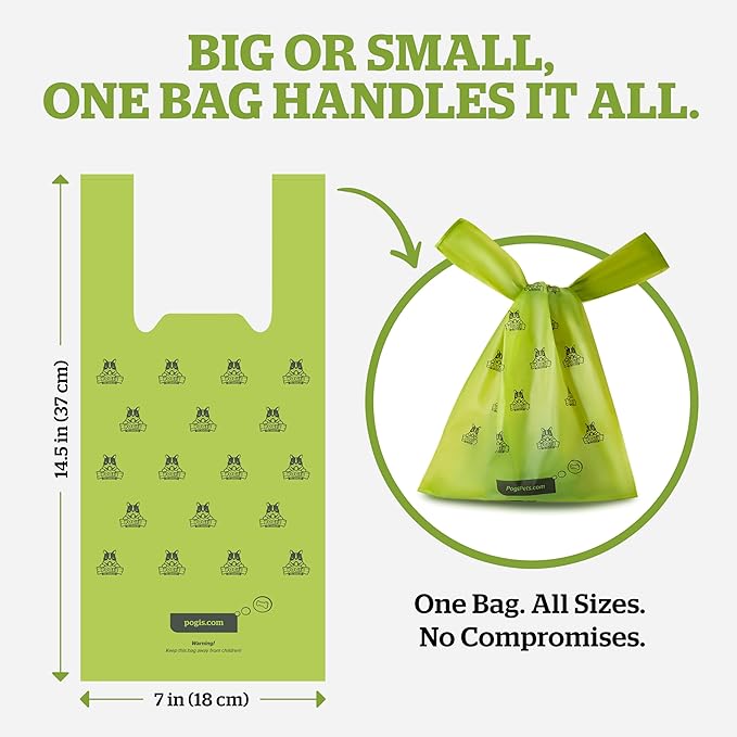 Pogi’s Dog Poop Bags with Handles – Extra-Thick, Leak-Proof, Large, Unscented, 900-Count