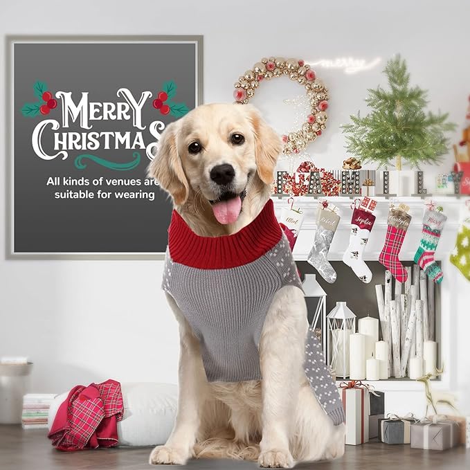 PETCARE Dog Christmas Sweater Ugly Elf Clown Cat Sweater Vest Pet Jumper Grey Green Holiday Dog Clothes Puppy Sweaters for Small Medium Large Dogs Cats Fall Winter Outfits Xmas Dogs Costume,Small