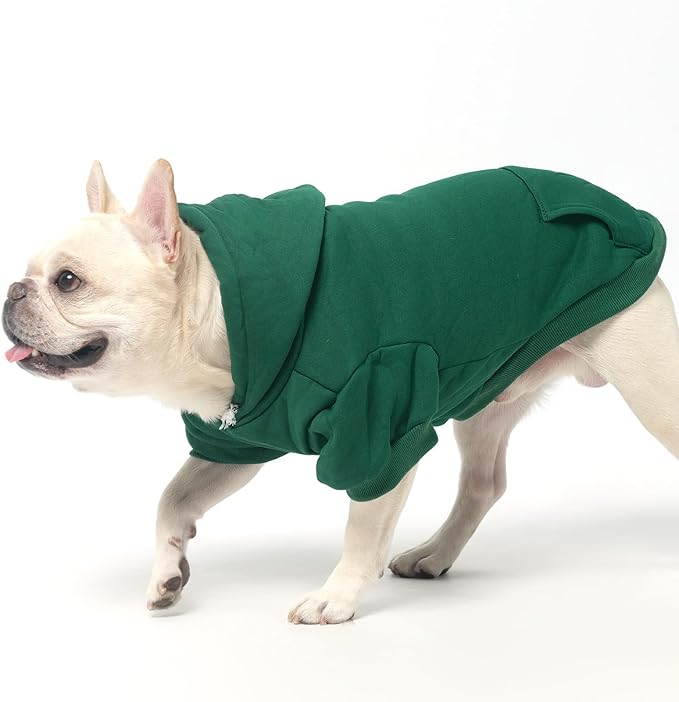KOOLTAIL Basic Dog Hoodie - Soft & Warm Pet Hoodie Sweater with Leash Hole and Pocket, Dog Winter Coat, Cold Weather Clothes Sweatshirt for Small Medium Large Dogs Puppy Cat Boys Girls Deep Green SM
