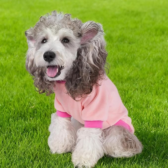 GreenJoy Classic Fleece Dog Sweater – Soft & Warm Stretchy Sweatshirt for Small Dogs & Cats, Cold-Weather Pullover for Everyday Wear (Light Pink, Large)