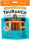 TRURANCH Collagen Sticks - 5" Collagen Sticks for Dogs - Long Lasting Healthy Joint Support Dog Treat - Rawhide Alternative - Skin & Coat Health - Made with Real Chicken, 1 Bag, 15 Count