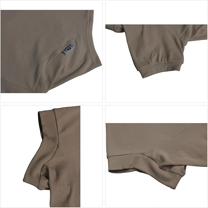 Lovelonglong Ribbed Dog T-Shirt Cotton Knitted Dog Sweaters for All Season Pet T-Shirts for Large Medium Small Dogs Beige S