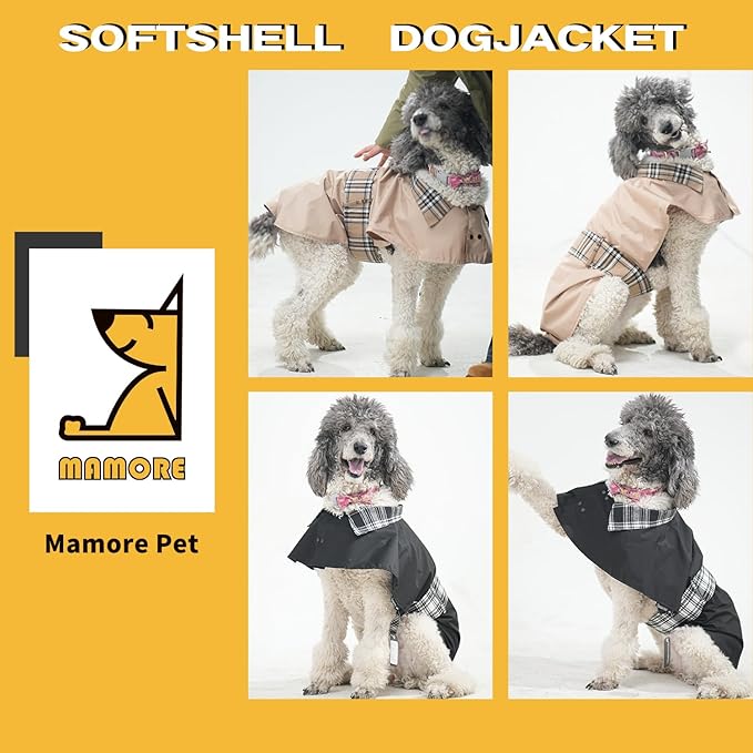 MAMORE Dog Jacket Waterproof Outdoor Vest for Smal Medium Large Dogs, Windproof Adjustable Breathable Lightweight Fashion Casual Dog Clothes (Black&White, X-Small)