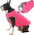 Gooby Padded Vest Dog Jacket - Solid Pink, Small - Warm Zip Up Vest Fleece Jacket with Dual D Ring Leash Water Resistant for Small to Medium Dogs