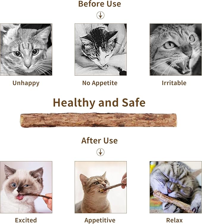[ 35pcs Silvervine Sticks for Cats, Matatabi Cat Chew Sticks, Catnip Toys, Wooden Dental Sticks for Indoor Cats, Kitty, Kitten Teething Interactive Wand Toys