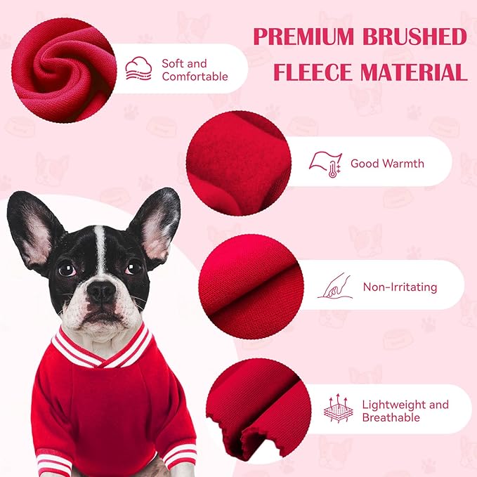 Dog Sweaters for Large Dogs, Brushed Fleece Dog Sweater Baseball Jacket Large Pet Sweater Clothes Soft Warm Boy Girl Pet(Red-L)