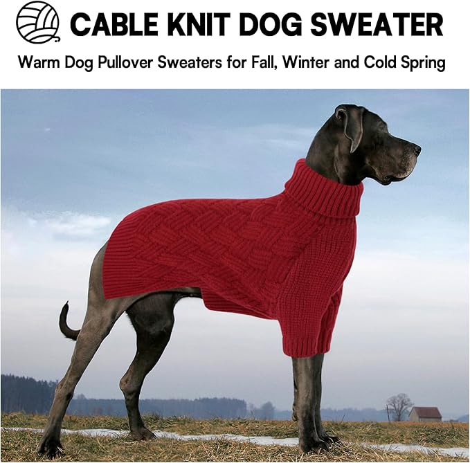 KOESON XXL Dog Sweater for Large Dogs, Extra Large Dog Christmas Sweater, Thick Warm Xmas Sweaters for Big Dogs, Pet Winter Apparel for Labrador, Golden Retriever, Doberman, Pitbull, Red, XXLarge