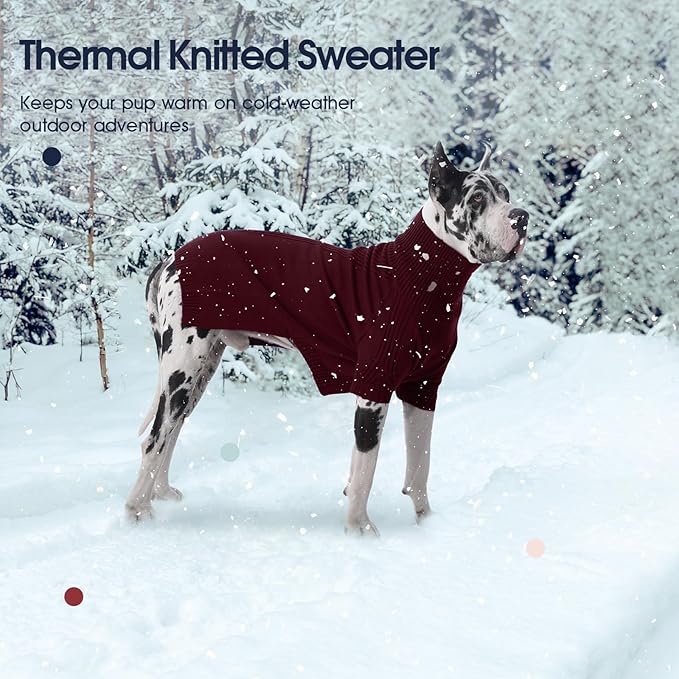 IECOii XXXL Dog Sweater,Warm Dog Sweaters for Extra Large Dogs Girl Boy,Stretchy & Cozy,Turtleneck Knitted Pullover for Pet Wear On Christmas,Easy On Doggy Sweatshirt for Labrador (Burgundy,3XL)