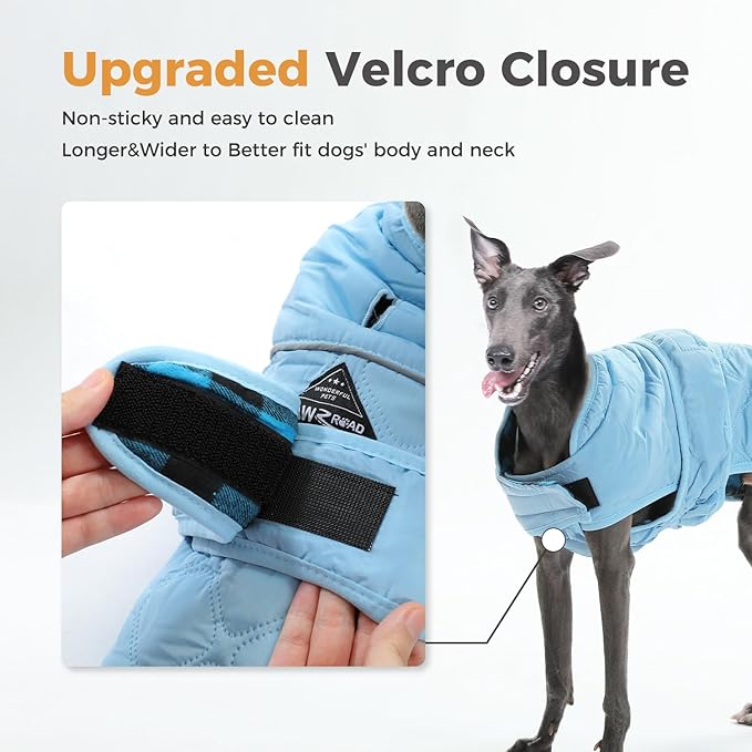 PAWZ Road Dog Winter Coat with 5 Layers Warm Material, Reversible Dog Clothes with 2 Sides, Dog Jacket Outdoor Water Repellent, (Blue Plaid S)