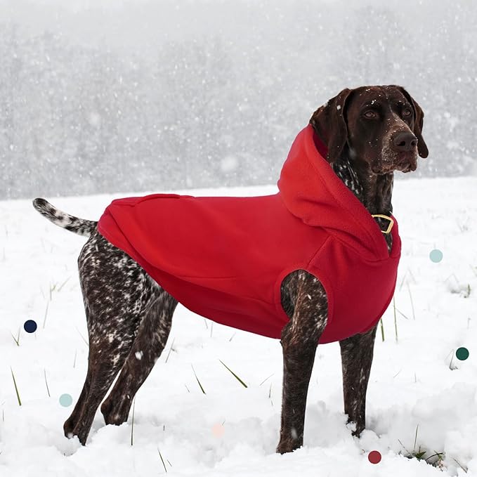 IECOii Warm Dog Hoodie for Large Dogs, Extra Large Dog Hoodie Fleece Vest with Leash Hole & Pocket, Big Dogs Sweatshirt for Giant Breed, Pullover Sleeveless Great Dane Sweater, Red, 4XL
