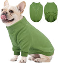 BRKURLEG Dog Sweater Dogs Warm Soft Fleece Sweaters, Turtleneck Sweatshirt for Small Medium Large Dogs, Dog Winter Coat, French Bulldog Pullover Jacket with Sleeve, Cold Weather Coat (Green, M)