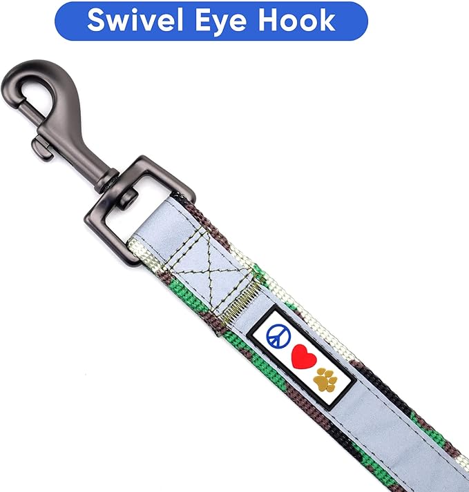 Pawtitas 6 FT Padded Dog Leash with Comfortable Neoprene Padding Handle - Camo Green Lead | Small Reflective Dog Leash with Highly Reflective Band Perfect for Extra Small and Small Dogs and Puppies.