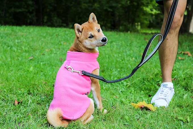 JACKO & CO - Fleece Vest Dog Sweater with Leash Ring - Soft, Warm & Lightweight Pullover Coat for Small & Medium Dogs, Puppies & Cats - Cozy Fall/Winter/Spring Pet Jacket (Pink, Large 10-16lbs)