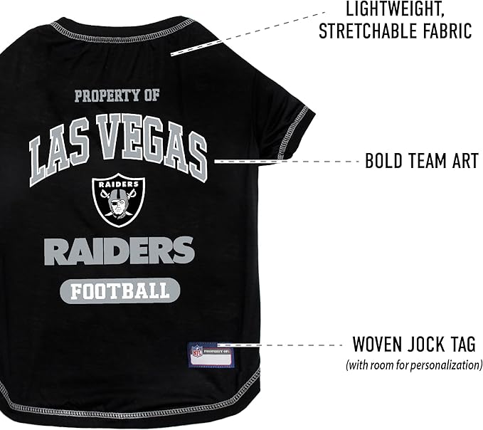 NFL Raiders Dog T-shirt Small. - Licensed Shirt for Pets Team Colored with Team Logos- Premium Stretchable Materials for the comfort of your Dog & Cat