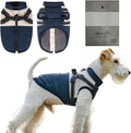 Dog Winter Coat for Small & Medium Dogs (Up to 31lb), Waterproof Dog Coat with Harness, Puppies Windproof Puppy Puffer Jacket, Snowsuit for Dachshund,Frenchie, Corgi (Classic Blue, Small)