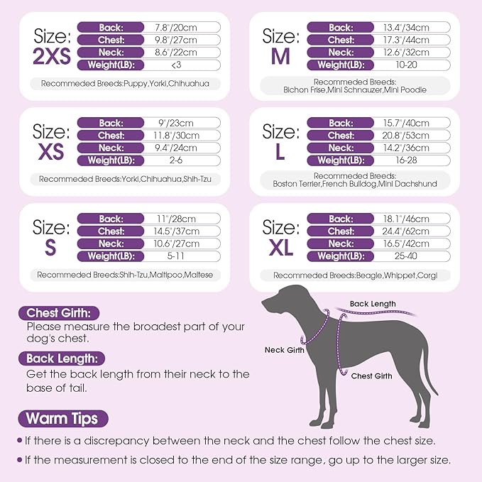 Dog Sweater Dress Plaid Knitwear for Small Medium Dogs Warm Puppy Pet Turtleneck Stretch Pullover Cute Fall Winter Vest Clothes with Leash Hole for Christmas (Purple, 2XS)