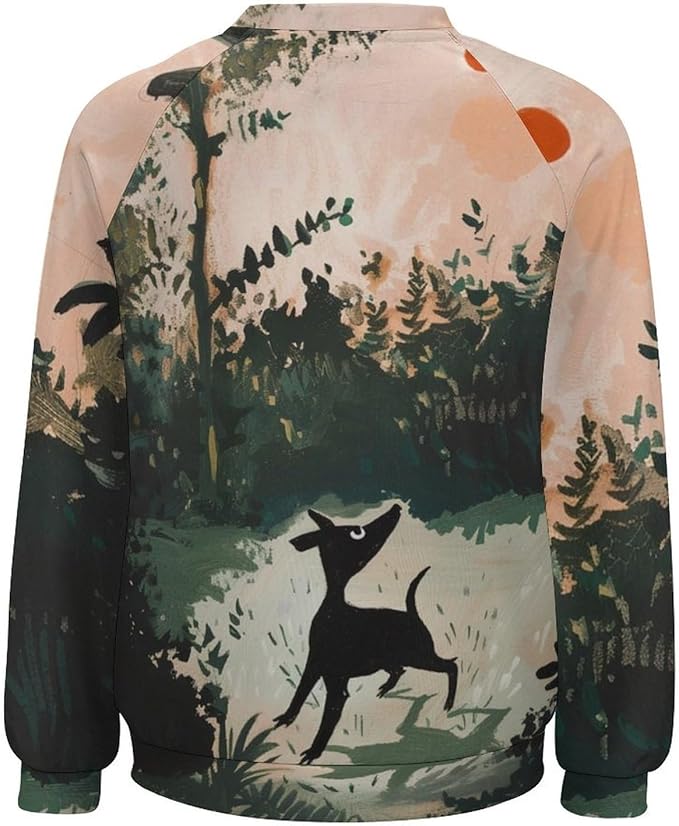 Long Sleeve Shirts for Women Cat Oil Painting Shirt 3D Graphic Sweatshirts Fall Pullover Crewneck Vintage Boho Tops