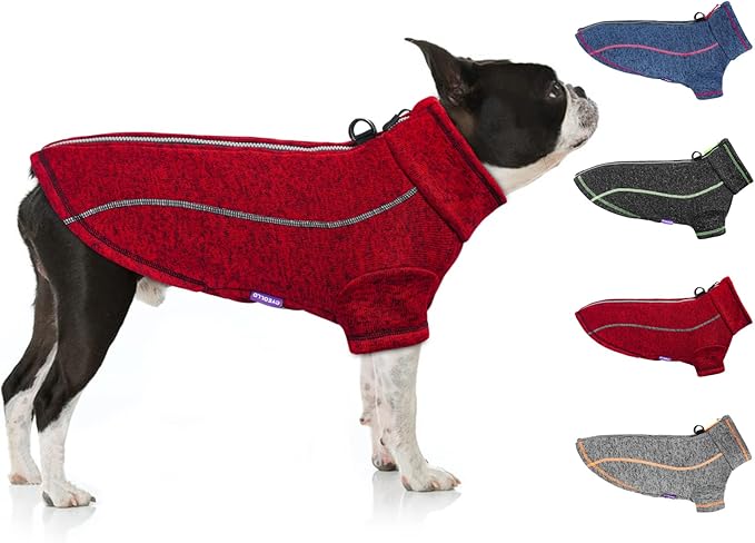 cyeollo Dog Sweater Coat Reflective Jacket Zipper up Fleece Dog Sweaters with D Ring Thick Winter Coat for Large Dogs