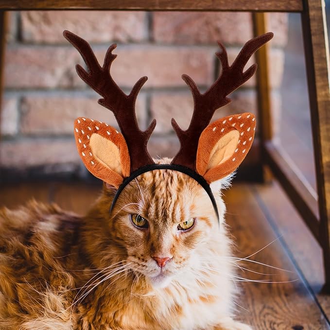 Christmas Halloween Pet Headband for Dog Cat Pet Elastic Band Adjustable,Costume Accessory for Cats and Kittens Comfortable Non-deformable for Holiday Season and Photography - Size S