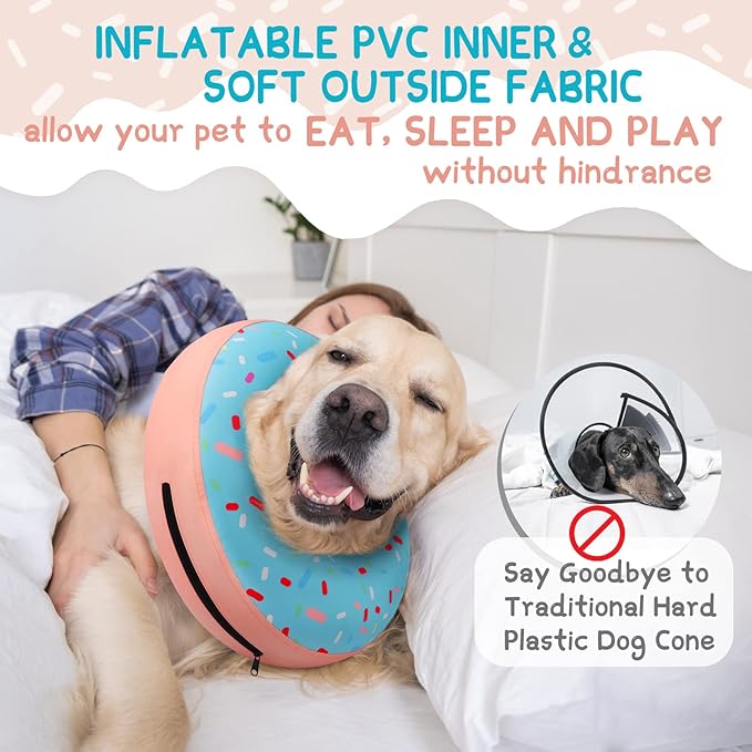 Supet Inflatable Dog Cone Collar for Small Dogs Puppies Cats, Soft Dog Cone Alternative After Surgery for Puppies Cats to Stop Licking