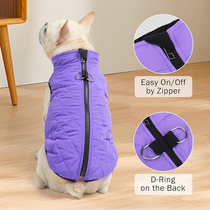 SCENEREAL Warm Dog Jacket - Winter Coat with Harness, Waterproof, Fleece Puffer Vest Windproof Snow Clothes for Small to Medium Dogs