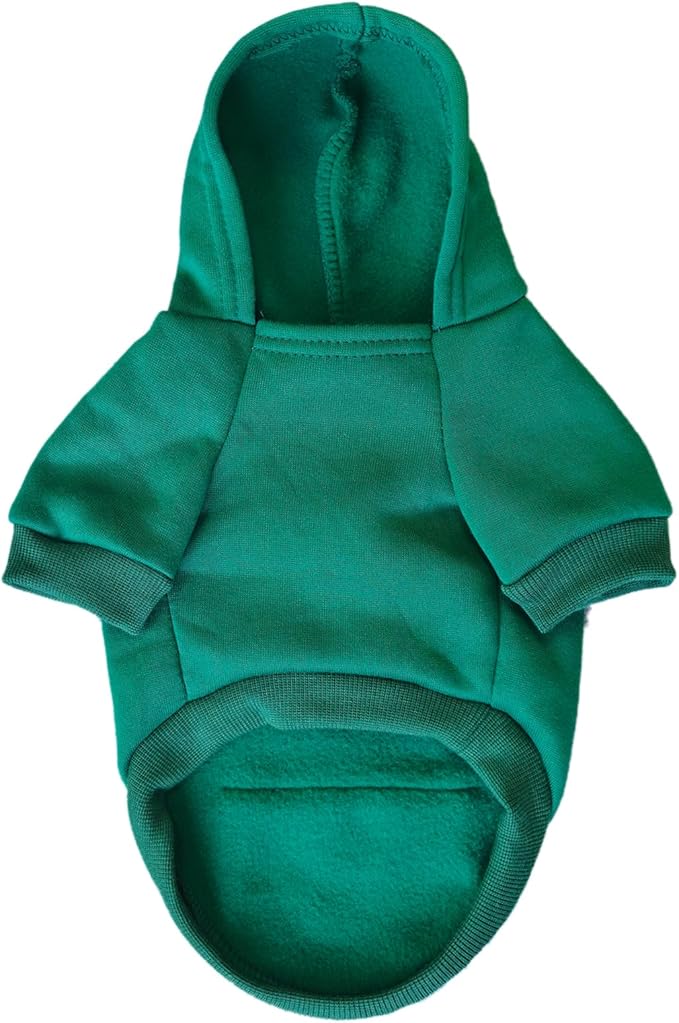 Jecikelon Winter Dog Hoodie Sweatshirts with Pockets Warm Dog Clothes for Small Dogs Chihuahua Coat Clothing Puppy Cat Custume (Green, X-Large)